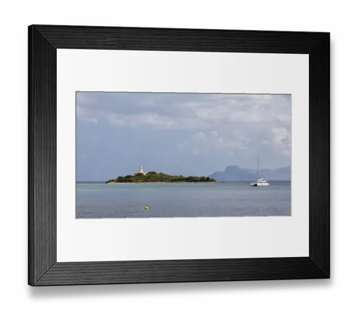 Framed Print : Lighthouse on the island Alcanada, off Alcudia, Majorca, Balearic Islands, Spain