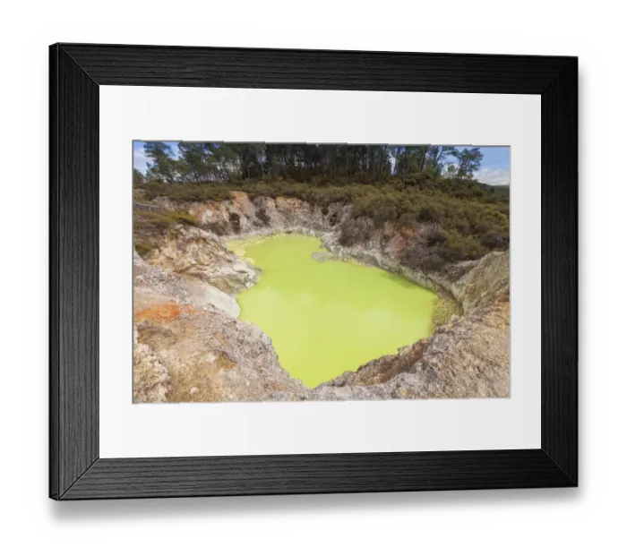 Framed Print : The Devils Bath, a pool of sulphurous water in the Waiotapu thermal area in the Taupo Volcanic Zone. Waiotopu, Waikato, North Island, New Zealand Framed Print : The Devils Bath, a pool of sulphurous water in the Waiotapu thermal area in the Taupo Volcanic Zone. Waiotopu, Waikato, North Island, New Zealand