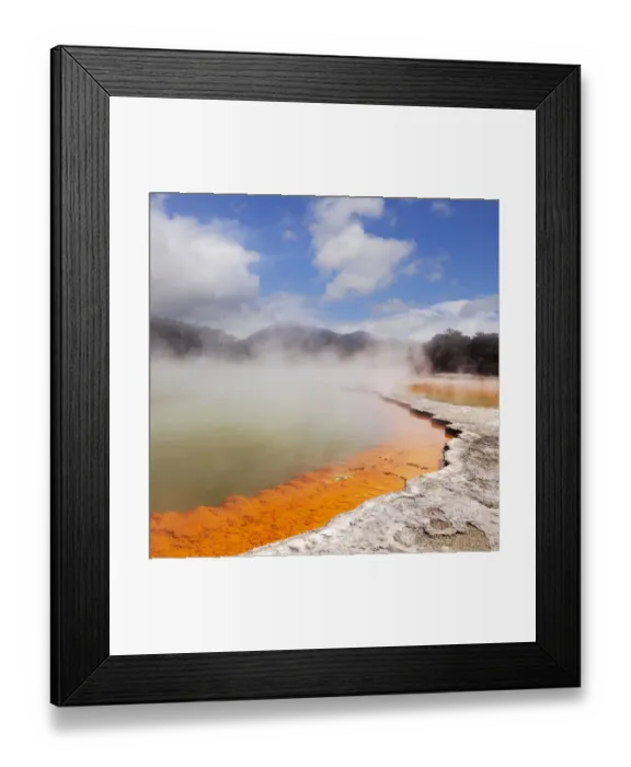 Framed Print : Steaming water at the Champagne Pool, Waiotapu Thermal Reserve, Waikato, North Island, New Zealand