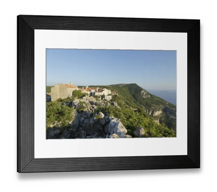 Framed Print : Former Pirates Nest, Lubenice, Island of Cres, Kvarner Gulf, Croatia