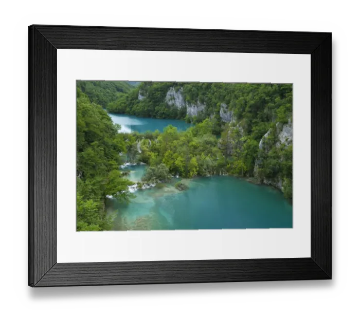 Framed Print : Lower lakes with small waterfalls, Plitvice Lakes National Park, Plitvice Jezera, Lika-Senj, Croatia
