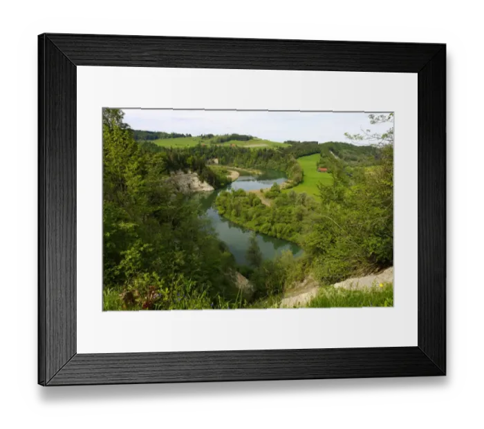 Framed Print : View from the plateau of the former Burg Kalden Castle of the Iller River, Altusried, Bavarian Swabia, Bavaria, Germany Framed Print : View from the plateau of the former Burg Kalden Castle of the Iller River, Altusried, Bavarian Swabia, Bavaria, Germany