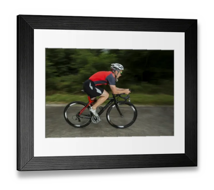 Framed Print : Triathlete, 45 years, cycling, Kaiserstrassle road, Baden-Wurttemberg, Germany
