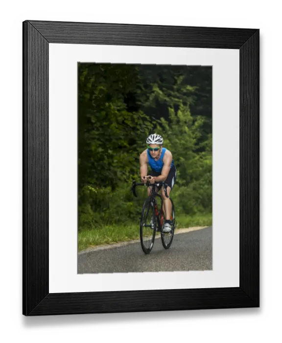 Framed Print : Triathlete, 45 years, cycling, Kaiserstrassle road, Baden-Wurttemberg, Germany