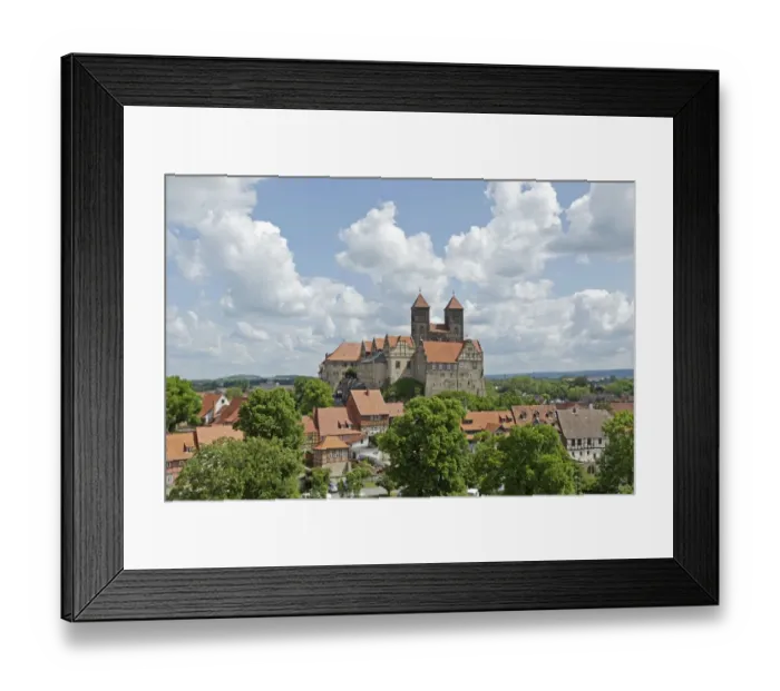 Framed Print : Collegiate Church of St. Servatius with monastery buildings on the Schlossberg or castle hill, Quedlinburg, Saxony-Anhalt, Germany Framed Print : Collegiate Church of St. Servatius with monastery buildings on the Schlossberg or castle hill, Quedlinburg, Saxony-Anhalt, Germany