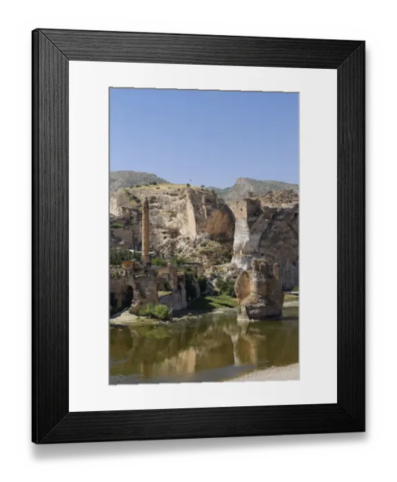 Framed Print : Minaret of the El Rizk Mosque, pillars of the bridge built by the Ortocides, Hasankeyf, Tigris River, Batman Province, Southeastern Anatolia Region, Anatolia, Turkey Framed Print : Minaret of the El Rizk Mosque, pillars of the bridge built by the Ortocides, Hasankeyf, Tigris River, Batman Province, Southeastern Anatolia Region, Anatolia, Turkey