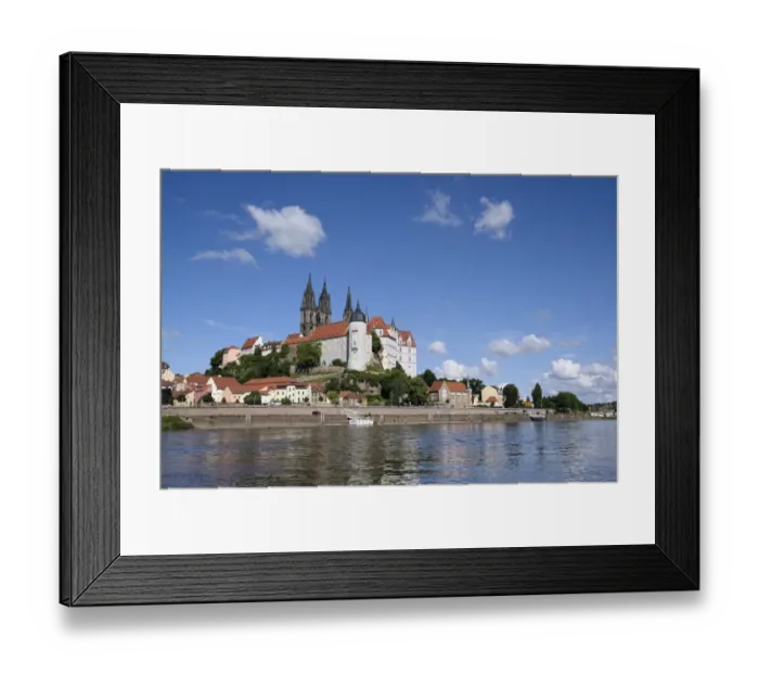 Framed Print : Elbe river in front of the Albrecht Castle with the cathedral of Meissen, Meissen, Saxony, Germany Framed Print : Elbe river in front of the Albrecht Castle with the cathedral of Meissen, Meissen, Saxony, Germany