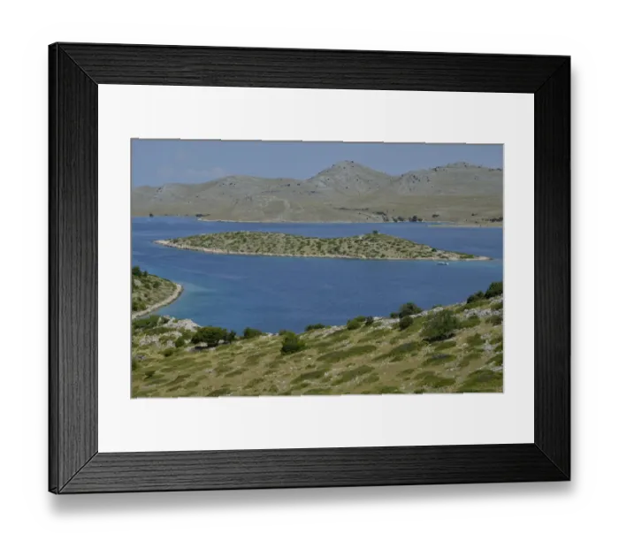 Framed Print : View from Levrnaka island over the Kornati Islands, Adriatic Sea, Kornati Islands National Park, Croatia