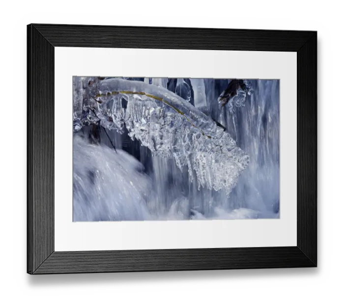 Framed Print : Icicles at a creek, Sauerland, North Rhine-Westphalia, Germany