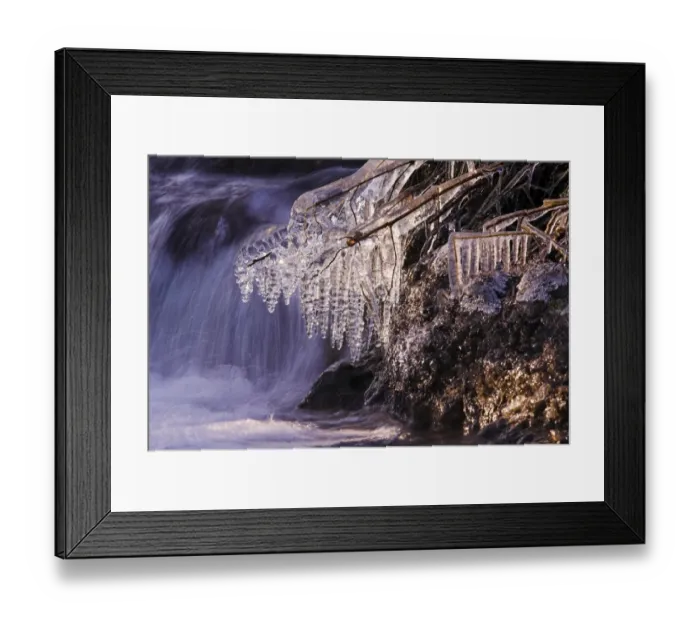 Framed Print : Icicles shining in sunlight, at a creek, Sauerland, North Rhine-Westphalia, Germany Framed Print : Icicles shining in sunlight, at a creek, Sauerland, North Rhine-Westphalia, Germany