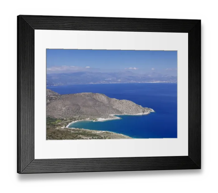 Framed Print : Gulf of Mirabello, aerial view, near Agios Nikolaos, East Crete, Crete, Greece