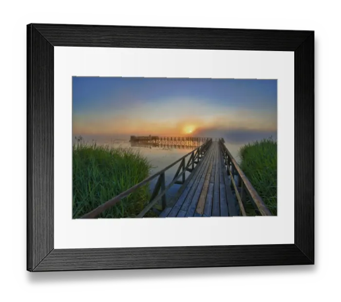 Framed Print : Lake Federsee with a pier at sunrise, Lake Federsee district, Bad Buchau, Baden-Wuerttemberg, Germany, Europe Framed Print : Lake Federsee with a pier at sunrise, Lake Federsee district, Bad Buchau, Baden-Wuerttemberg, Germany, Europe