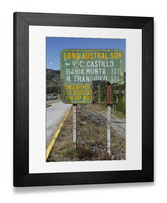 Framed Print : Chilean street sign on the Carretera Austral, Ruta CH7 road, Panamerican Highway, Villa de Castillo, Bahia Murta, Rio Tranquilo, Region de Aysen, Patagonia, Chile, South America, America Framed Print : Chilean street sign on the Carretera Austral, Ruta CH7 road, Panamerican Highway, Villa de Castillo, Bahia Murta, Rio Tranquilo, Region de Aysen, Patagonia, Chile, South America, America