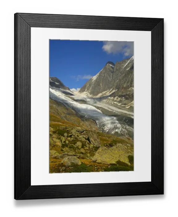 Framed Print : View across the Anen Glacier and the Lang Glacier to the Loetschenluecke mountain pass, Loetschental Valley, Valais, Switzerland, Europe
