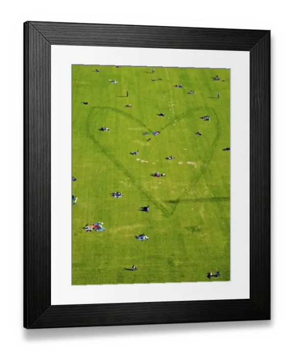 Framed Print : Aerial view, people and a heart in a park next to Berlin Cathedral, Berlin, Germany, Europe Framed Print : Aerial view, people and a heart in a park next to Berlin Cathedral, Berlin, Germany, Europe