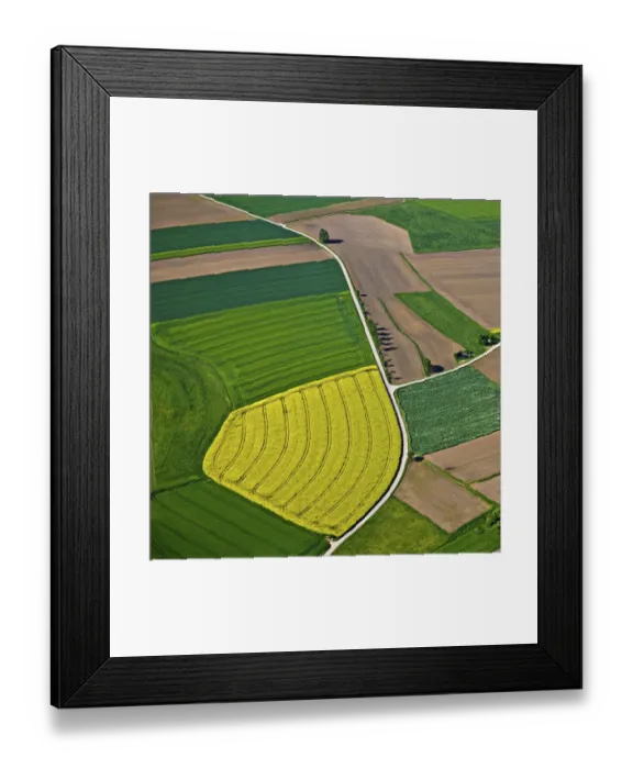 Framed Print : Aerial view, farmland and fields, Biberach district, Baden-Wuerttemberg, Germany, Europe