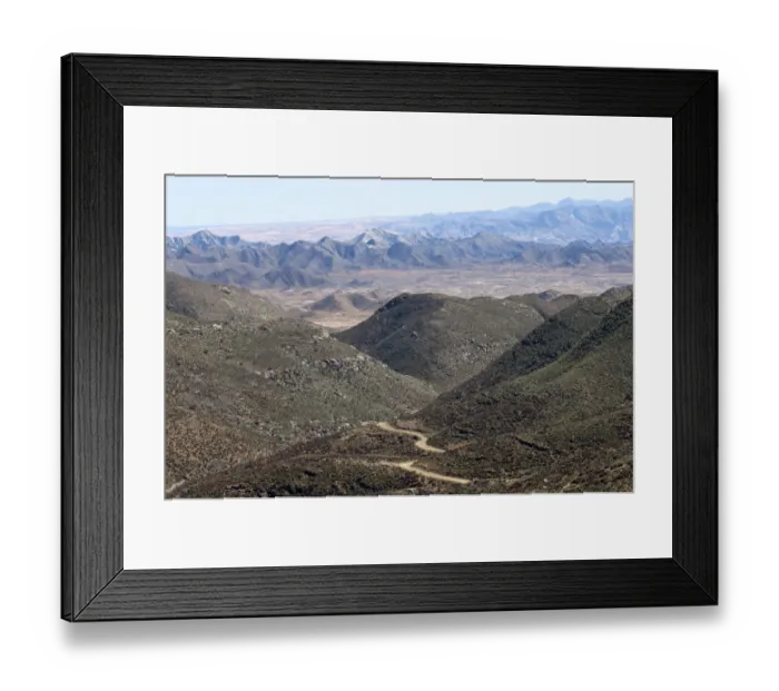 Framed Print : Dry valley with road in a Karoo landscape at Helskloof Pass, Richtersveld National Park, Namaqualand, Northern Cape Province, South Africa, Africa Framed Print : Dry valley with road in a Karoo landscape at Helskloof Pass, Richtersveld National Park, Namaqualand, Northern Cape Province, South Africa, Africa