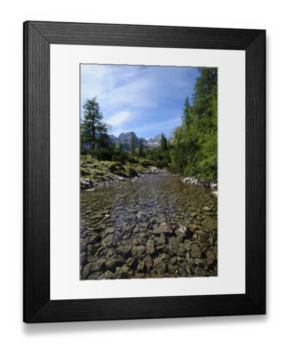 Framed Print : Mountain stream in front of Mt Drachenkopf, Wetterstein mountain range, Tyrol, Austria, Europe, PublicGround Framed Print : Mountain stream in front of Mt Drachenkopf, Wetterstein mountain range, Tyrol, Austria, Europe, PublicGround