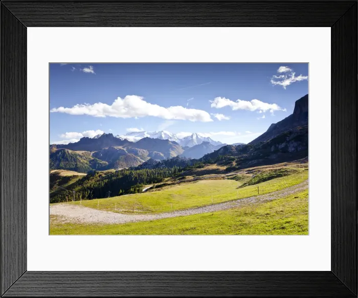 Framed Print : View while ascending the Boeseekofel climbing route in Corvara, looking towards Marmolada Mountain, Dolomites, Alto Adige, Italy, Europe Framed Print : View while ascending the Boeseekofel climbing route in Corvara, looking towards Marmolada Mountain, Dolomites, Alto Adige, Italy, Europe
