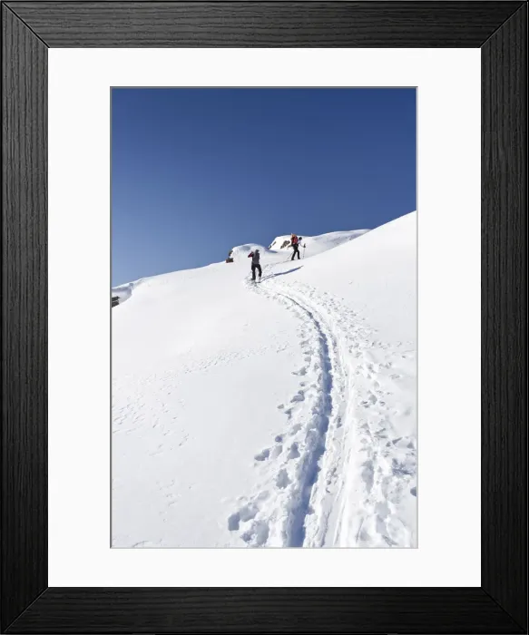 Framed Print : Snowshoers during the ascent to Uribrutto Mountain above the Passo Valles, Dolomites, Trentino, Italy, Europe Framed Print : Snowshoers during the ascent to Uribrutto Mountain above the Passo Valles, Dolomites, Trentino, Italy, Europe