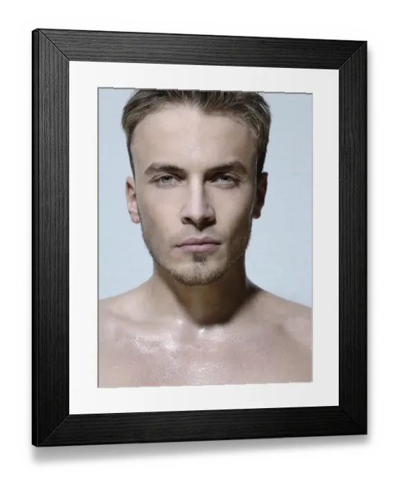 Framed Print : Beauty portrait, bare-chested young man Framed Print : Beauty portrait, bare-chested young man