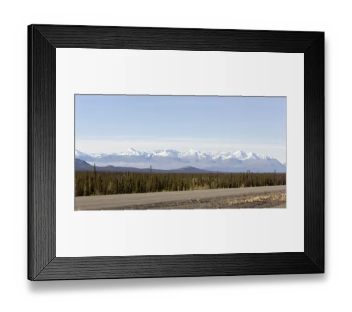 Framed Print : Alaska Highway, north of Whitehorse, St. Elias Mountains, Kluane National Park and Reserve behind, Yukon Territory, Canada Framed Print : Alaska Highway, north of Whitehorse, St. Elias Mountains, Kluane National Park and Reserve behind, Yukon Territory, Canada
