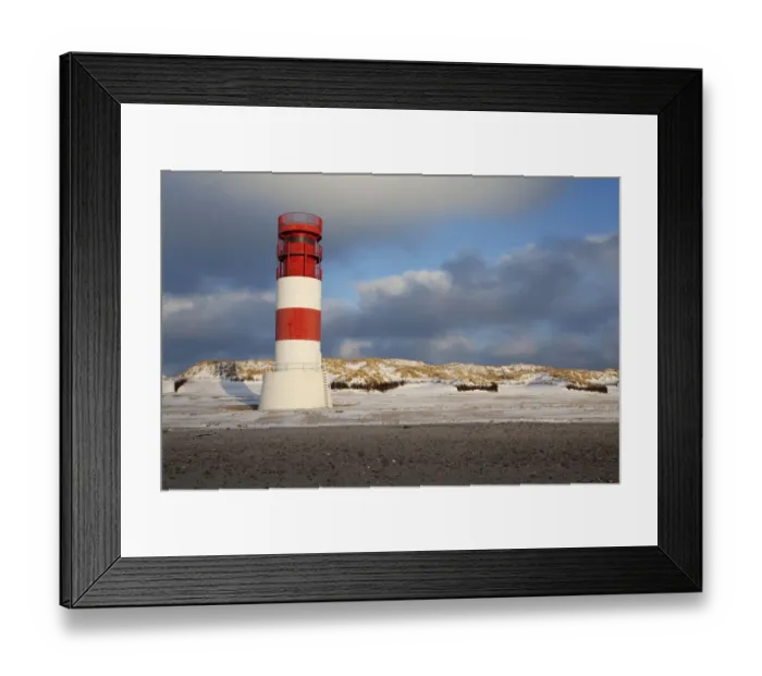 Framed Print : Dunes with a lighthouse, Helgoland, Schleswig-Holstein, Germany, Europe