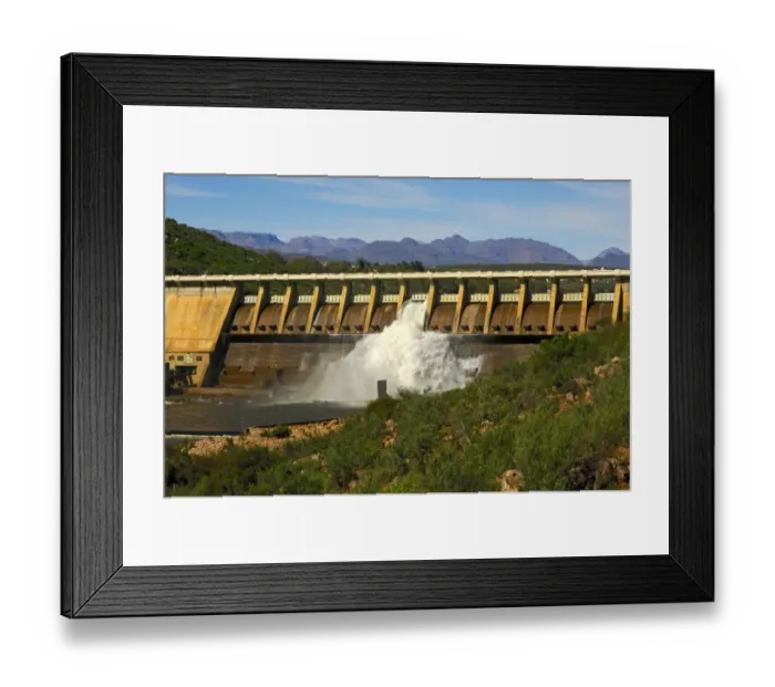 Framed Print : Clanwilliam Dam on the Olifants River with open flood gates, Clanwilliam, Western Cape, South Africa, Africa Framed Print : Clanwilliam Dam on the Olifants River with open flood gates, Clanwilliam, Western Cape, South Africa, Africa