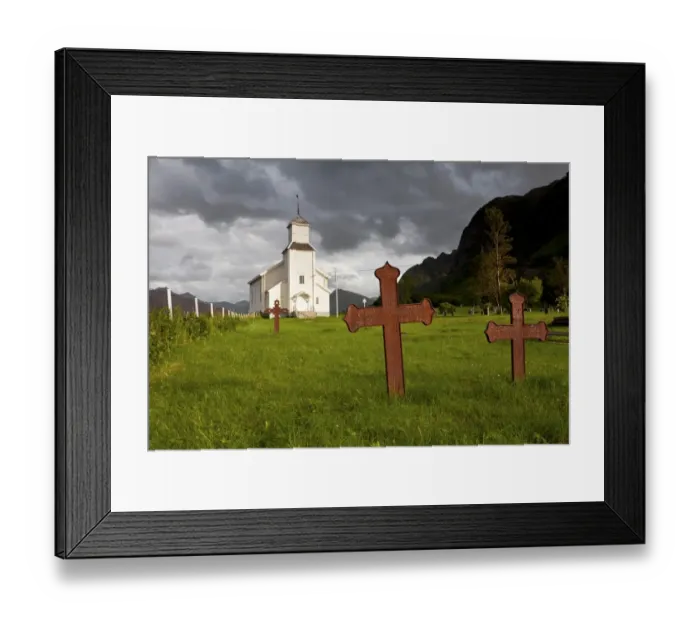 Framed Print : Church and cemetery of Gomsoy on the Lofoten Islands, Norway, Scandinavia, Europe, PublicGround Framed Print : Church and cemetery of Gomsoy on the Lofoten Islands, Norway, Scandinavia, Europe, PublicGround