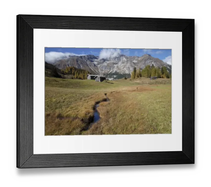 Framed Print : Stream through Steineralm alpine pasture, Lake Obernberg, Obernberg, Tyrol, Austria, Europe