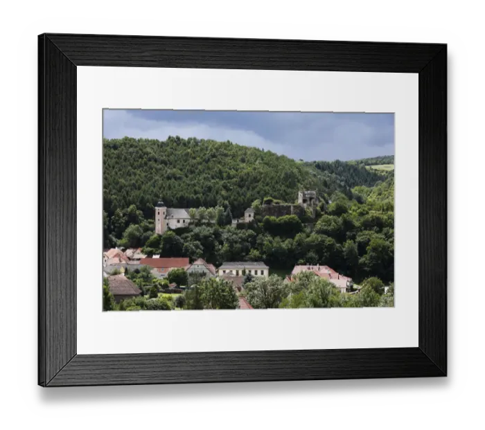 Framed Print : Church and castle ruins, Rehberg, Krems, Kremstal calley, Wachau, Lower Austria, Austria, Europe
