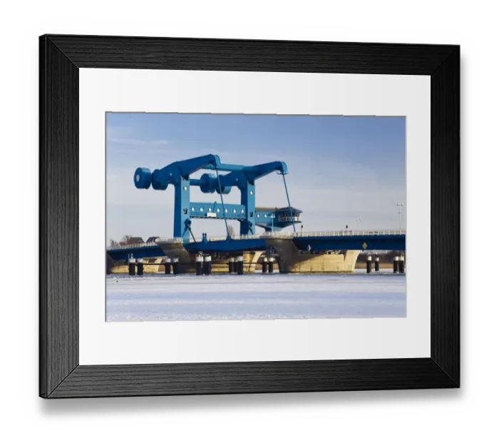 Framed Print : Peenebruecke lift bridge in winter, Wolgast, Usedom island, Meckelnburg Western Pomerania, Germany, Europe Framed Print : Peenebruecke lift bridge in winter, Wolgast, Usedom island, Meckelnburg Western Pomerania, Germany, Europe