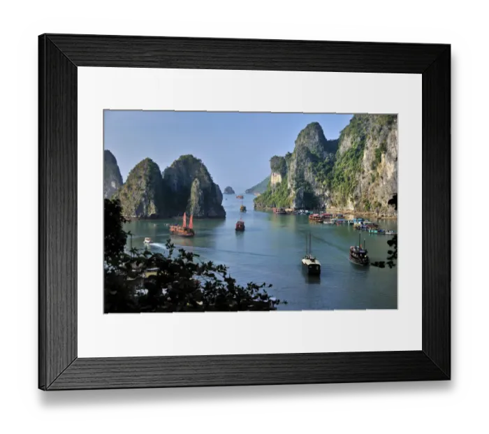 Framed Print : Boats and junks in Halong Bay, karst mountains in the sea, Vietnam, Asia Framed Print : Boats and junks in Halong Bay, karst mountains in the sea, Vietnam, Asia