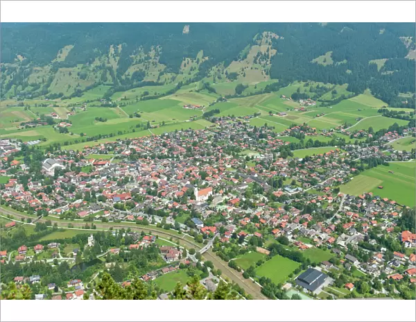 View of Oberammergau, Bavarian Alps, Oberammergau, Upper Bavaria, Bavaria, Germany