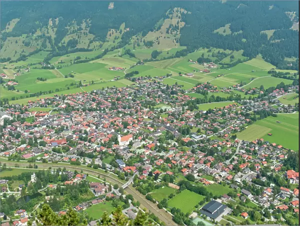 View of Oberammergau, Bavarian Alps, Oberammergau, Upper Bavaria, Bavaria, Germany