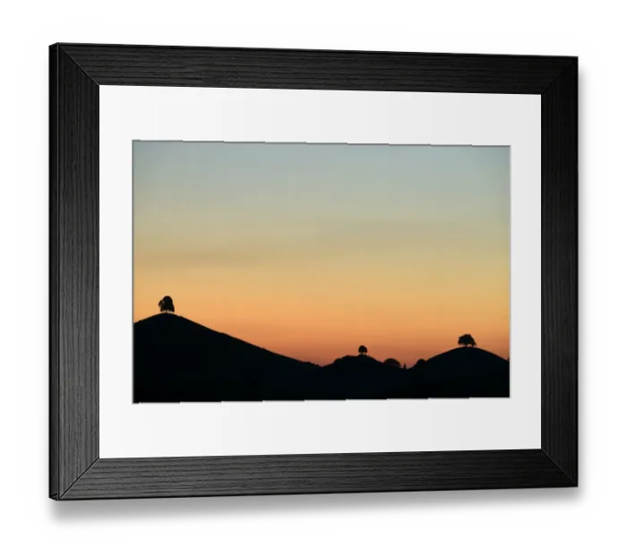 Framed Print : Trees silhouetted on moraine hills at dusk, Hirzel, Canton of Zurich, Switzerland Framed Print : Trees silhouetted on moraine hills at dusk, Hirzel, Canton of Zurich, Switzerland