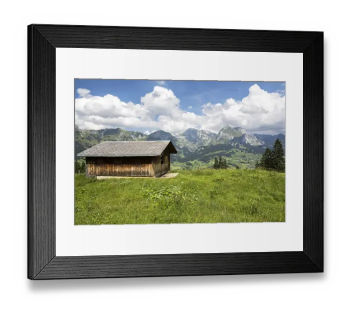 Framed Print : View from Klangweg or Sound Trail on Toggenburg Mountain towards the Alpstein Mountains with Saentis Mountain, Wildhaus, Canton of St. Gallen, Switzerland Framed Print : View from Klangweg or Sound Trail on Toggenburg Mountain towards the Alpstein Mountains with Saentis Mountain, Wildhaus, Canton of St. Gallen, Switzerland