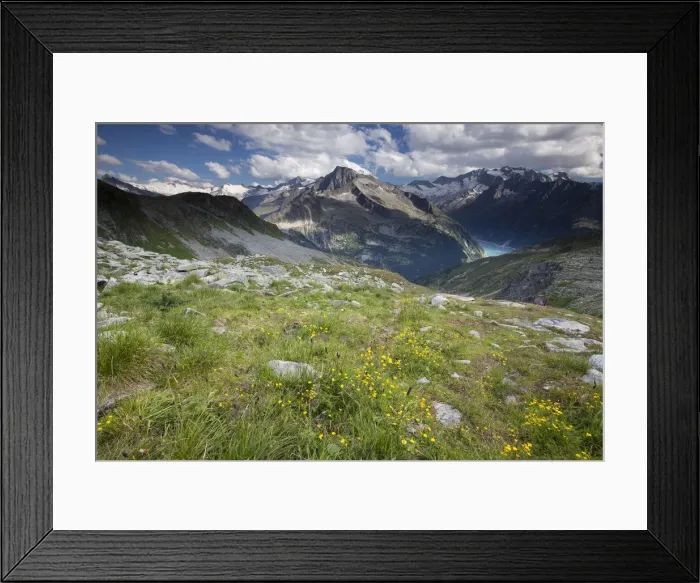 Framed Print : Schlegeisspeicher reservoir and Zillertal Alps, Ginzling, Tyrol, Austria