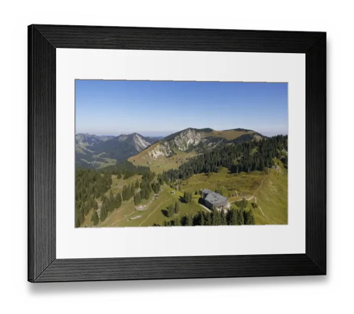 Framed Print : Mt Jagerkamp with the mountain station of the Taubenstein railway, view from Mt Taubenstein, Spitzingsee lake area, Mangfall mountains, Upper Bavaria, Bavaria, Germany Framed Print : Mt Jagerkamp with the mountain station of the Taubenstein railway, view from Mt Taubenstein, Spitzingsee lake area, Mangfall mountains, Upper Bavaria, Bavaria, Germany