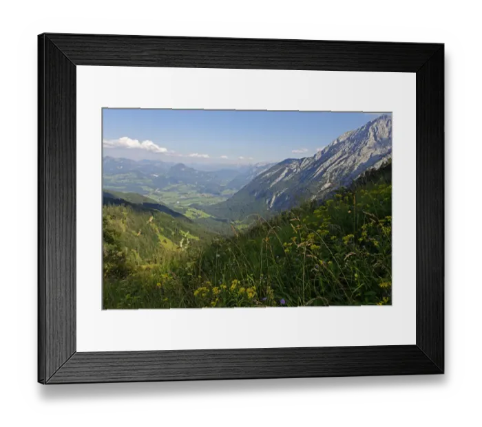 Framed Print : Route to Purtscheller House on Hohen Goll Mountain, with Dachstein Mountain and the Salzach Valley, Berchtesgadener Land district, Upper Bavaria, Bavaria, Germany Framed Print : Route to Purtscheller House on Hohen Goll Mountain, with Dachstein Mountain and the Salzach Valley, Berchtesgadener Land district, Upper Bavaria, Bavaria, Germany