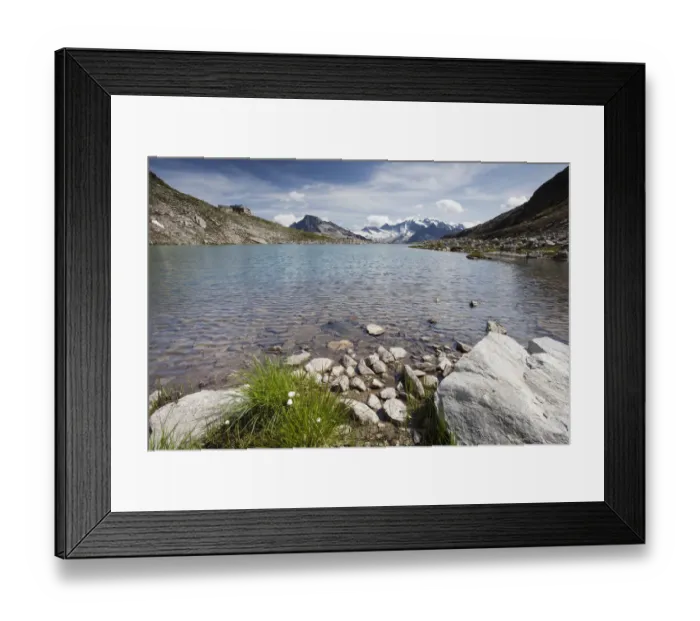 Framed Print : Friesenbergsee lake with views of the Zillertal Alps, Ginzling, Tyrol, Austria Framed Print : Friesenbergsee lake with views of the Zillertal Alps, Ginzling, Tyrol, Austria