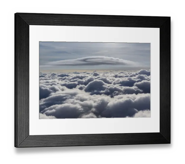 Framed Print : Lenticular cloud, Cumulus lenticularis, above the top layer of clouds, North Rhine-Westphalia, Germany Framed Print : Lenticular cloud, Cumulus lenticularis, above the top layer of clouds, North Rhine-Westphalia, Germany