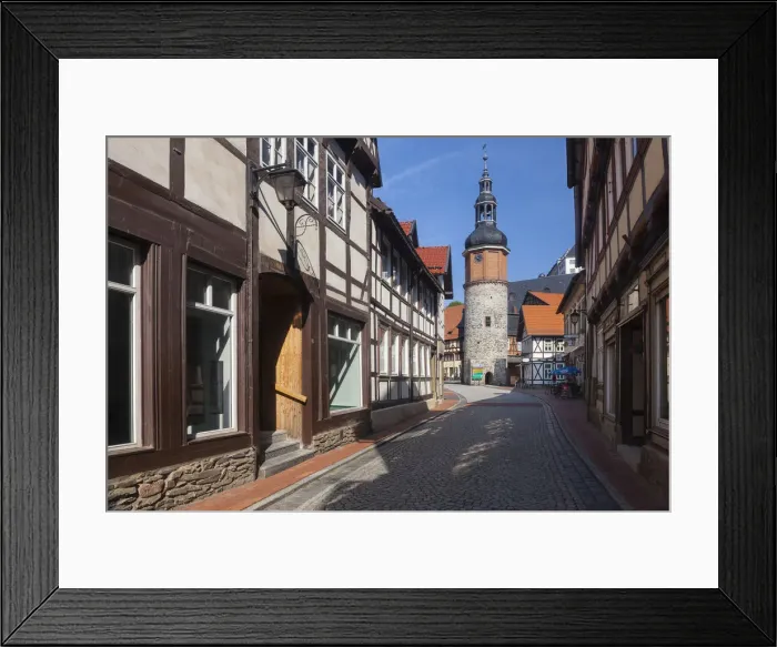 Framed Print : Niedergasse alley with Saigerturm tower, Stolberg im Harz, Saxony-Anhalt, Germany Framed Print : Niedergasse alley with Saigerturm tower, Stolberg im Harz, Saxony-Anhalt, Germany