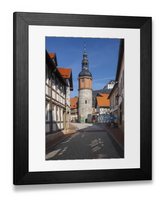 Framed Print : Niedergasse alley with Saigerturm tower, Stolberg im Harz, Saxony-Anhalt, Germany Framed Print : Niedergasse alley with Saigerturm tower, Stolberg im Harz, Saxony-Anhalt, Germany
