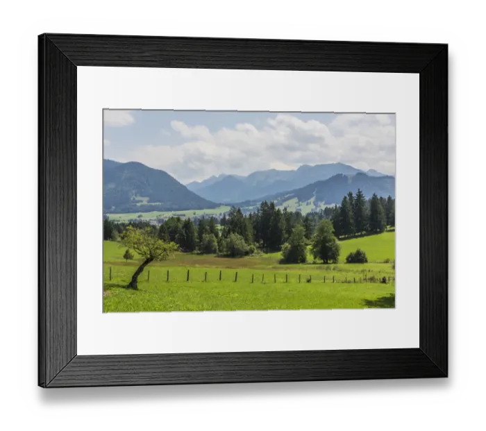 Framed Print : Cultural landscape at Buching, behind the Ammergau Alps, Halblech, Allgau, Bavaria, Germany Framed Print : Cultural landscape at Buching, behind the Ammergau Alps, Halblech, Allgau, Bavaria, Germany