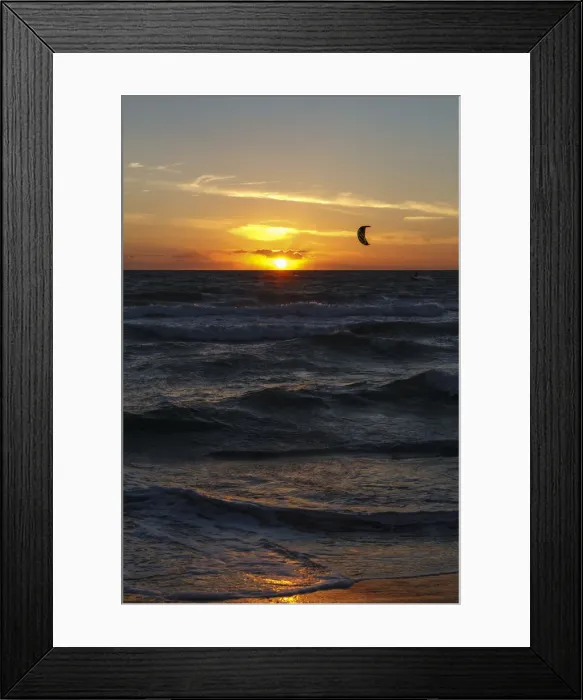 Framed Print : Kitesurfer at sunset, Baltic Sea, Wustrow, Mecklenburg-Western Pomerania, Germany Framed Print : Kitesurfer at sunset, Baltic Sea, Wustrow, Mecklenburg-Western Pomerania, Germany