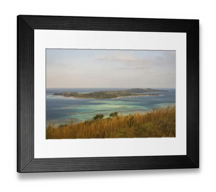 Framed Print : View from Tavewa on the Blue Lagoon, Yasawa Islands, Fiji Framed Print : View from Tavewa on the Blue Lagoon, Yasawa Islands, Fiji