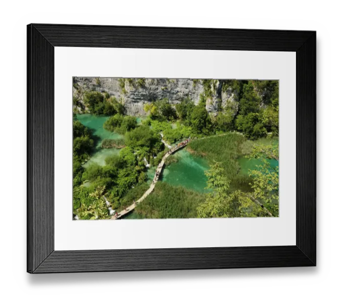 Framed Print : A boardwalk through Plitvice Lakes, Plitvice, Croatia