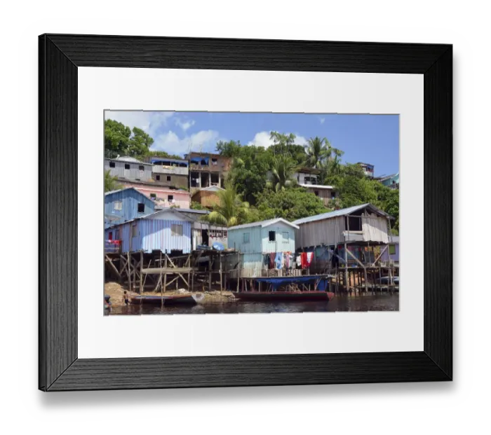 Framed Print : Favela riverside slum in Amazonia, Tefe, department of Amazonas, Brazil