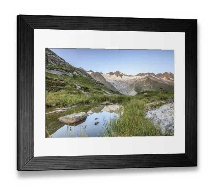 Framed Print : Waxeggkees Glacier, reflection in a small tarn, Zemmgrund valley, Ginzling, Zillertal valley, Tyrol, Austria Framed Print : Waxeggkees Glacier, reflection in a small tarn, Zemmgrund valley, Ginzling, Zillertal valley, Tyrol, Austria